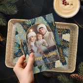 Moderne Bos Aangepaste Kerstmis Fotoboog Feestdagenkaart