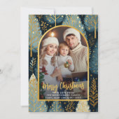 Moderne Bos Aangepaste Kerstmis Fotoboog Feestdagenkaart (Voorkant)