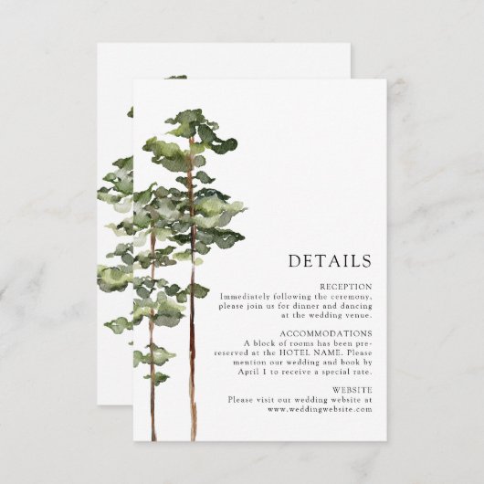 Moderne bos bruiloft details informatiekaartje (Voorkant / Achterkant)