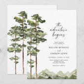 Moderne Bos bruiloft Kaart (Voorkant / Achterkant)