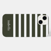 Moderne Bos Groene en Witte Streep met Monogram Case-Mate iPhone Case (Achterkant (horizontaal))