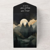 Moderne Bos Maan Nacht Alles In Een Bruiloft Uitno All In One Uitnodiging (Buitenkant)