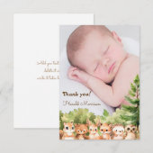 Moderne bosdieren Baby Bedankkaart (Voorkant / Achterkant)