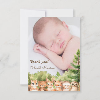 Moderne bosdieren Baby Bedankkaart