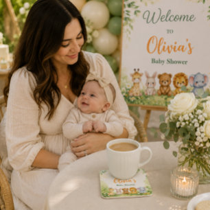 Moderne bosdieren Baby Shower Glazen Onderzetter