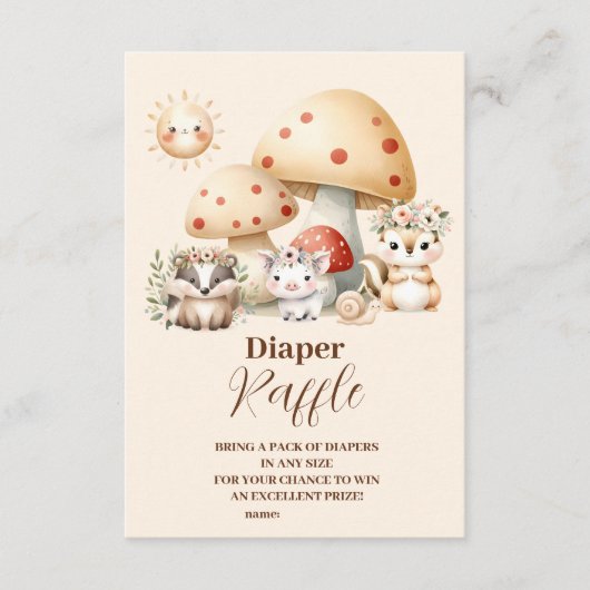 Moderne bosdieren Bos Jongen Diapper Raffle Informatiekaartje (Voorkant)