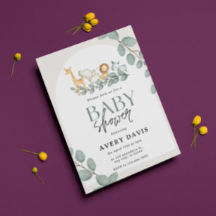 Moderne bosdieren bos jongens babyshower uitnodigi kaart