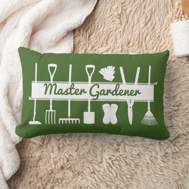 Moderne bosgroene en witte Master Gardener Kussen (Deken)