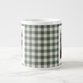 Moderne bosgroene geruite rustieke foto Kerst Grote Koffiekop (Voorkant)