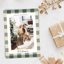 Moderne bosgroene geruite rustieke kerstfoto met 2