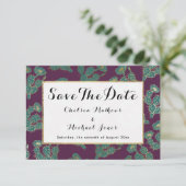 Moderne bosgroene goudcactus save the date (Staand voorkant)