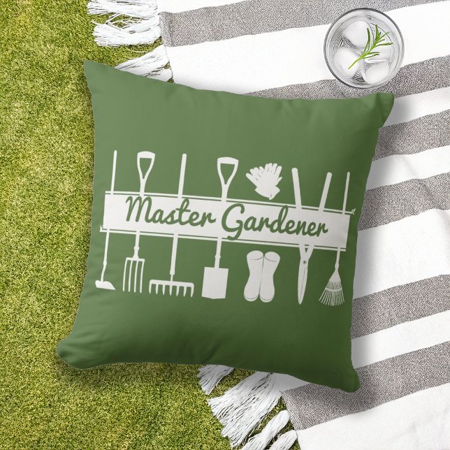 Moderne bosgroene Master Gardener Buitenkussen (Creator heeft geüpload)