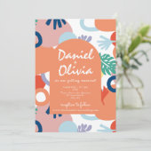 Moderne Bospatroonstaal met Foto Bruiloft Kaart (Staand voorkant)