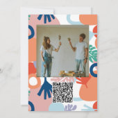 Moderne Bospatroonstaal met Foto Bruiloft Kaart (Achterkant)