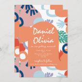 Moderne Bospatroonstaal met Foto Bruiloft Kaart (Voorkant / Achterkant)