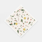 Moderne bossen Bloemen Groen Bessen Insecten Servet (Hoek)