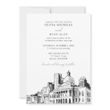 Moderne Boston Wedding Skyline schets Zwart & Wit