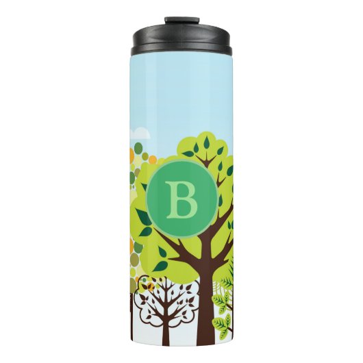 Moderne bostuin Art Monogram Green Natuur Thermosbeker (Voorkant)