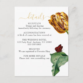 Moderne Botaical Tulip Wedding Suite Details Informatiekaartje