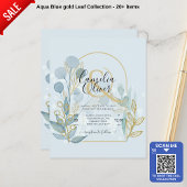 Moderne Botanica; Aqua SeaGlass Gold Wedding Invit