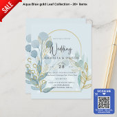 Moderne Botanica; Aqua SeaGlass Gold Wedding Invit