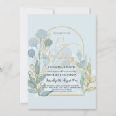 Moderne Botanica; Aqua SeaGlass Gold Wedding Invit Kaart (Voorkant)