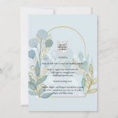 Moderne Botanica; Aqua SeaGlass Gold Wedding Invit Kaart (Achterkant)