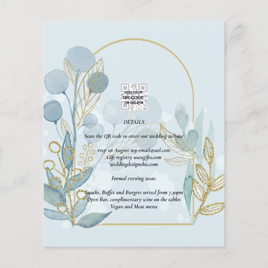 Moderne Botanica; Aqua SeaGlass Gouden Trouw Uitno (Achterkant)