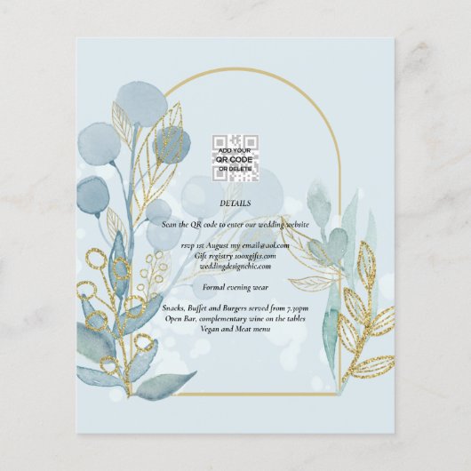 Moderne Botanica; Aqua SeaGlass Gouden Trouw Uitno Flyer (Achterkant)