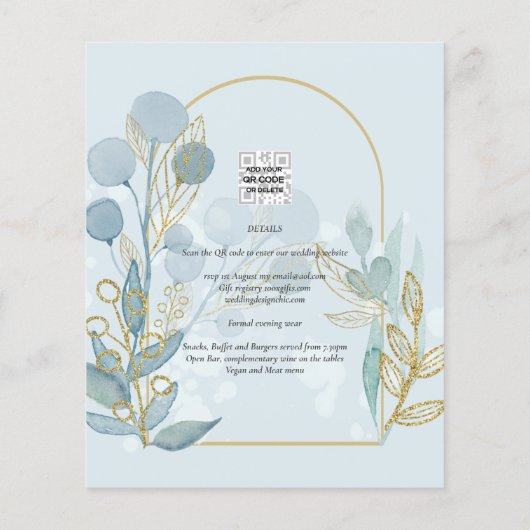 Moderne Botanica; Aqua SeaGlass Gouden Trouw Uitno Flyer (Achterkant)