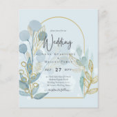 Moderne Botanica; Aqua SeaGlass Gouden Trouw Uitno Flyer (Voorkant)