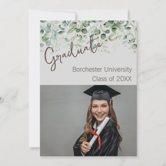 Moderne Botanische Aangepaste Details Afstudeerfee Kaart (Voorkant)