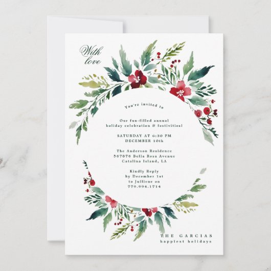 Moderne botanische aangepaste Kerst-feestviering Kaart (Voorkant)