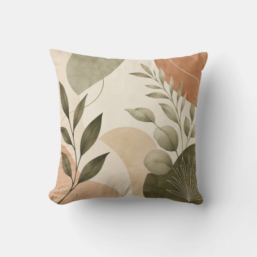 Moderne Botanische Abstracte Bladeren Sierkussen (Voorkant)