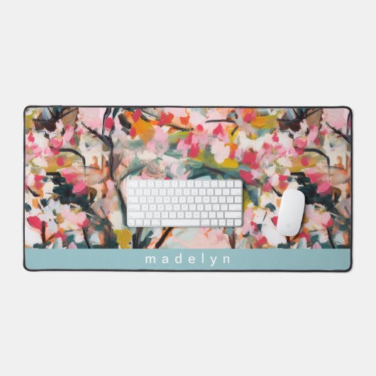 Moderne Botanische Abstracte Kunst Gepersonaliseer Bureaumat (Keyboard & Muis)