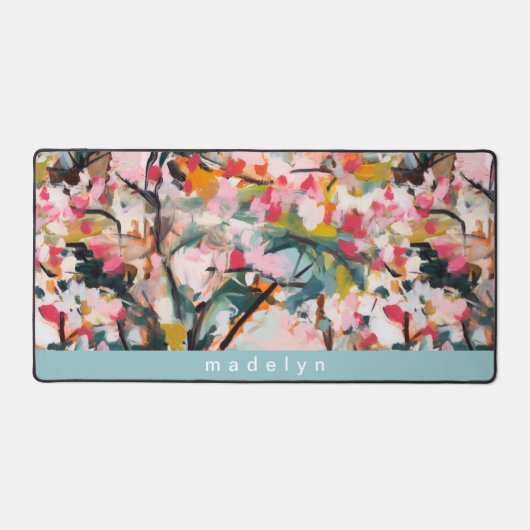 Moderne Botanische Abstracte Kunst Gepersonaliseer Bureaumat (Voorkant)