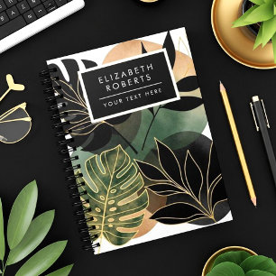 Moderne Botanische Abstracte Kunst Zwarte en Goude Notitieboek