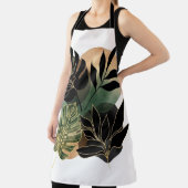 Moderne Botanische Abstracte Kunst Zwarte en Goude Schort (Insitu)
