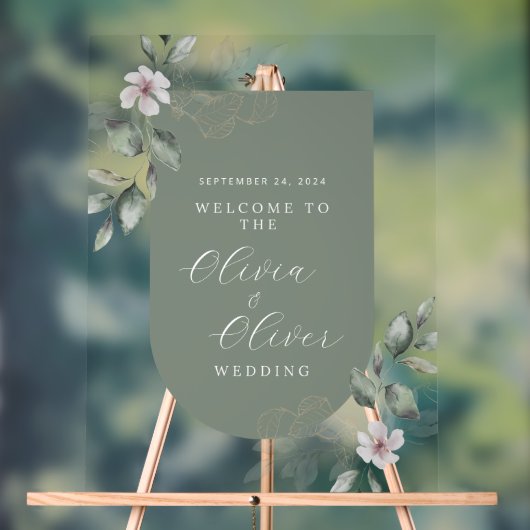 Moderne botanische acryl bruiloft welkomstbord bord (Neutraal)