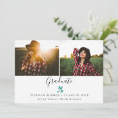 Moderne botanische Afstuderen foto-aankondiging Kaart (Staand voorkant)