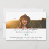 Moderne botanische Afstuderen foto-aankondiging Kaart (Achterkant)