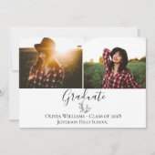 Moderne botanische Afstuderen foto-aankondiging Kaart (Voorkant)