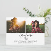 Moderne botanische Afstuderen foto-aankondiging Kaart (Staand voorkant)