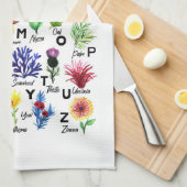 Moderne botanische alfabet bloementuin theedoek (Quarter Fold)