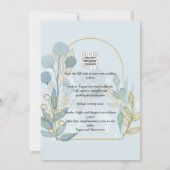Moderne botanische Aqua SeaGlass Gold Wedding Invi Kaart (Achterkant)