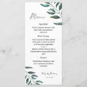 Moderne Botanische Aquarel Dinercursus Menu (Voorkant)