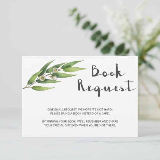 Moderne botanische Baby shower Book Request Card Informatiekaartje (Staand voorkant)