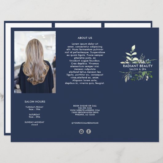 Moderne Botanische Bedrijfs drievoudige Brochure (Voorkant / Achterkant)