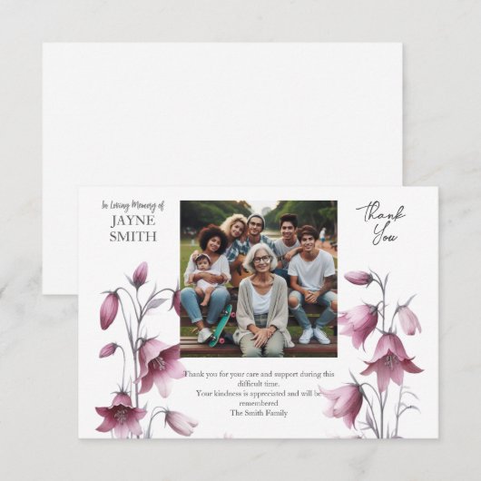 Moderne botanische begrafenis bedankkaart (Voorkant / Achterkant)