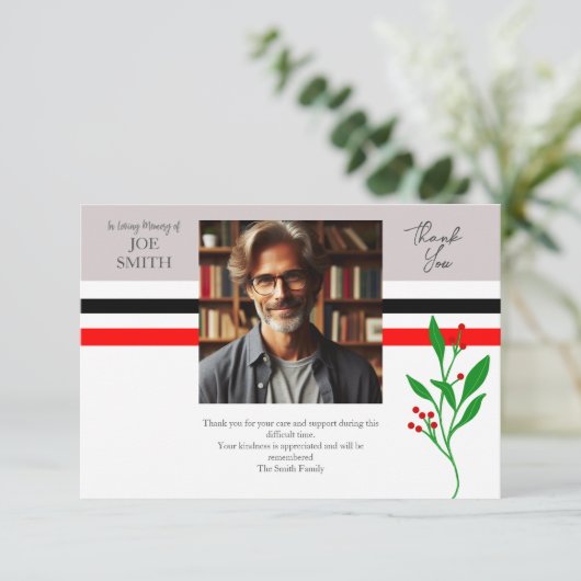 Moderne botanische begrafenis bedankkaart (Staand voorkant)